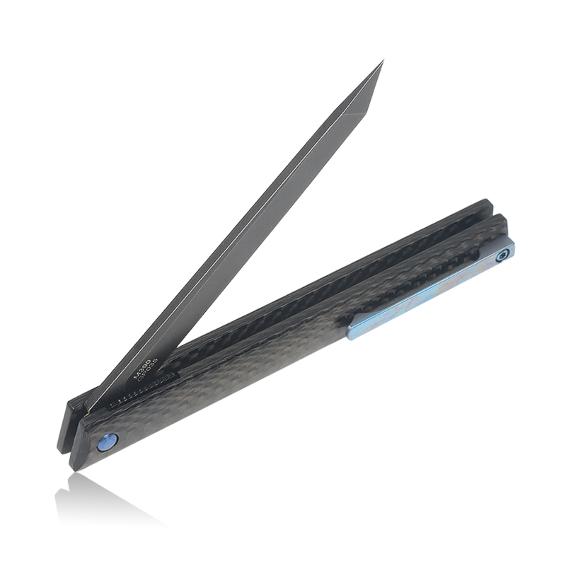 Real M390 Powder Steel Pen Carbon Fiber Handle Folding Knife UD408794